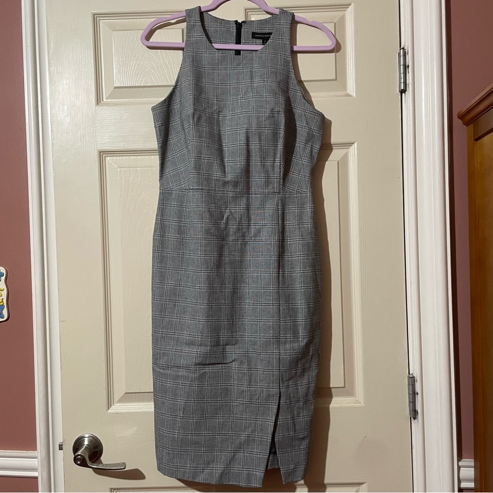 Banana Republic Gray Sheath Midi Dress with Slit